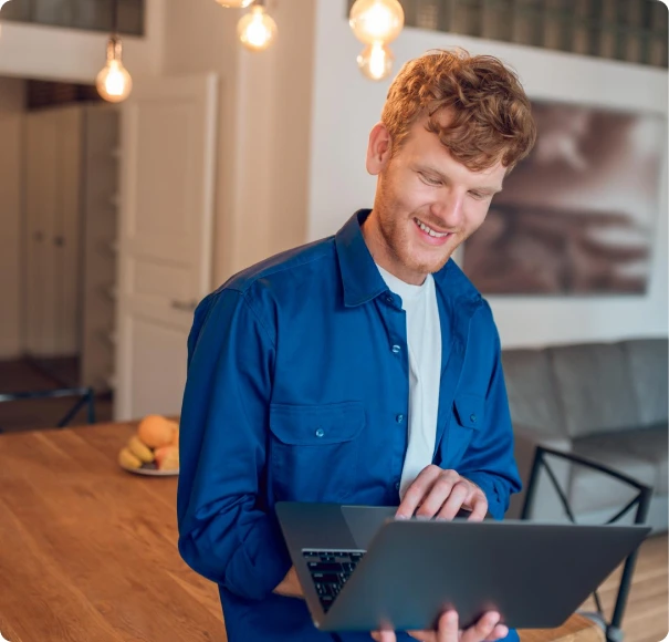Man reviewing information on a laptop.